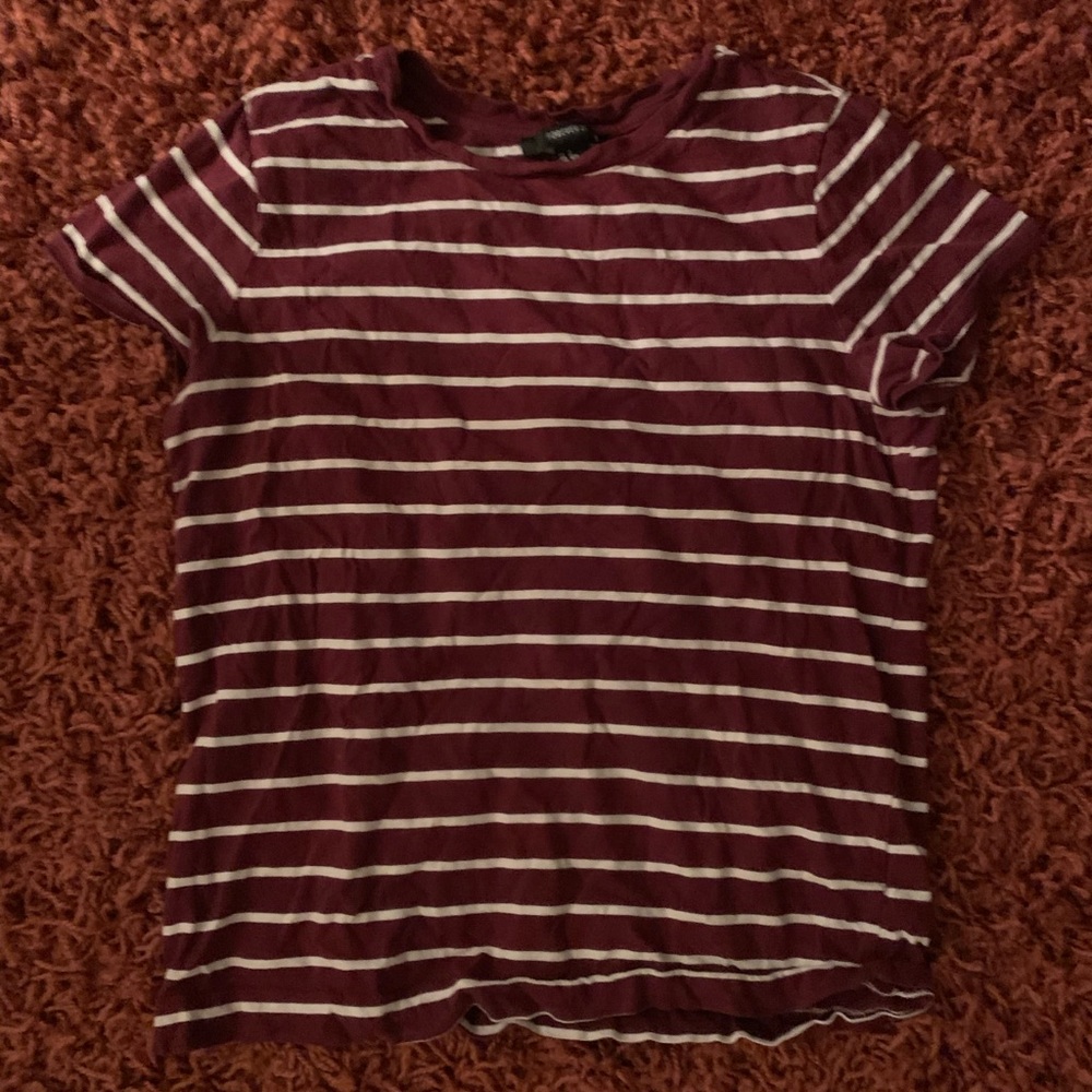Zara maroon striped T-Shirt
